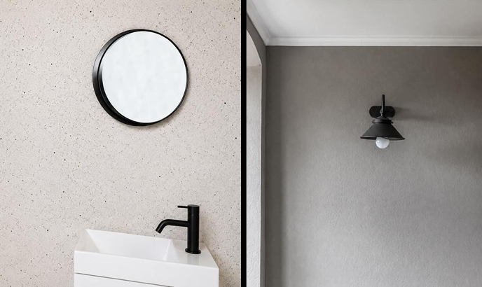 For Design : murs : Effet pierre, travertin, terrazzo ou reflets métalliques raffinés : chaque réalisation est unique et crée une atmosphère chaleureuse, élégante et pleine de caractère.